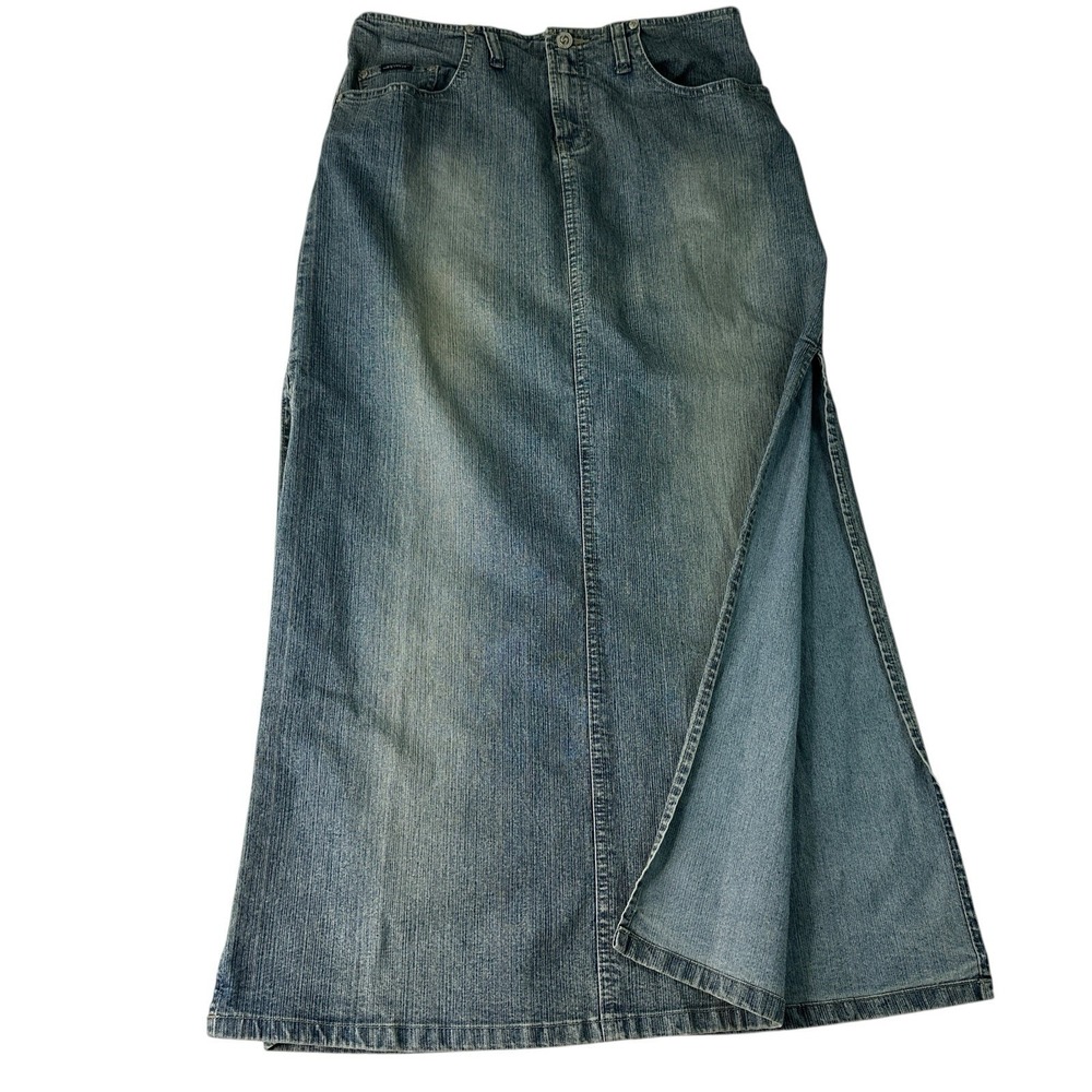 Squeeze by Stephen Hardy Jean Skirt Womens 11 to 12 High Side Split (stain)‎